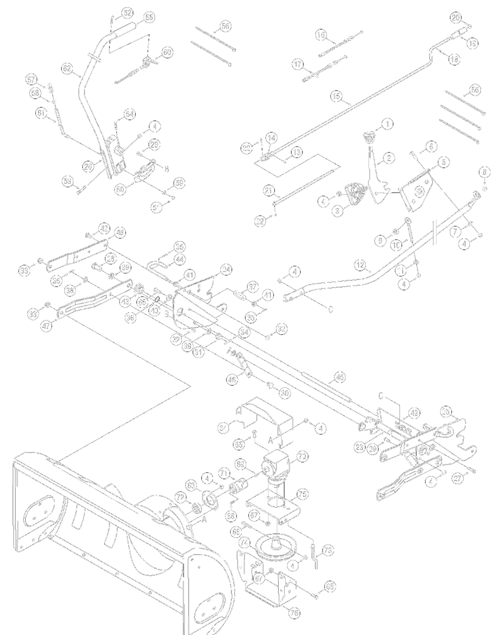 Handle Assembly 2006andbefore Diagram and Parts List for OEM-190-032  Yard Machines Lawn Tractor